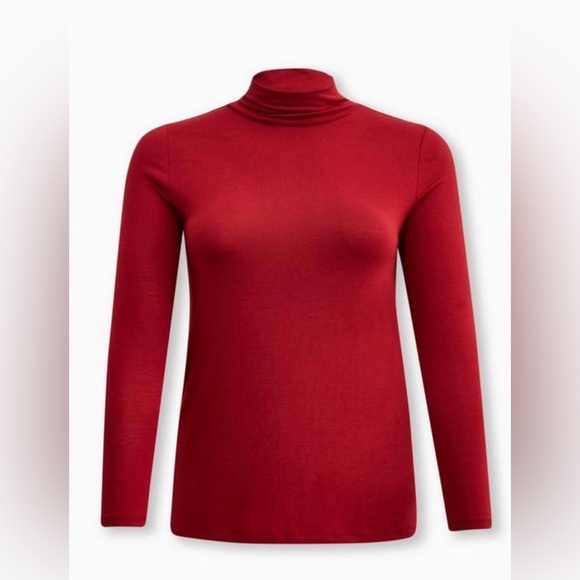 NWT Torrid Women’s Plus Size Jersey Turtleneck Top, Size 5X, Red - Picture 2 of 6